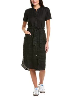 black linen square neck dress Klesis Sleeveless Square Neck Linen Fitted Mini Dress Red / Small main image 1